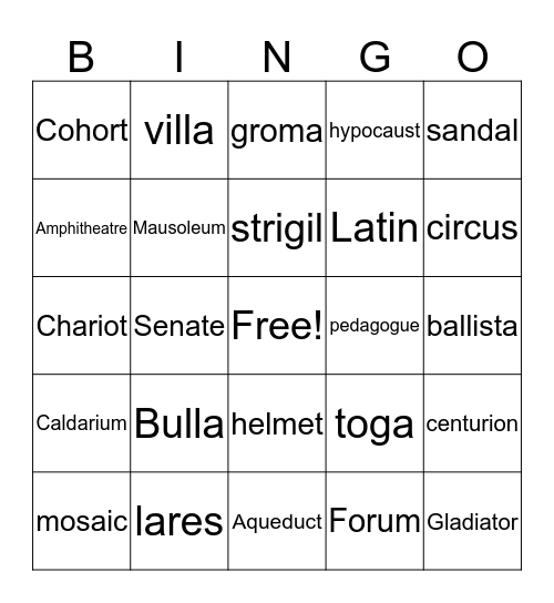 Classroom Bingo Card