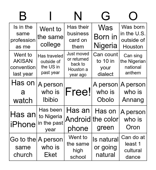 #AkwaIbomRollCall Bingo Card