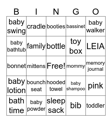 Baby Bingo Card