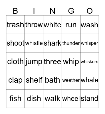 List 14 and Action Words Bingo Card