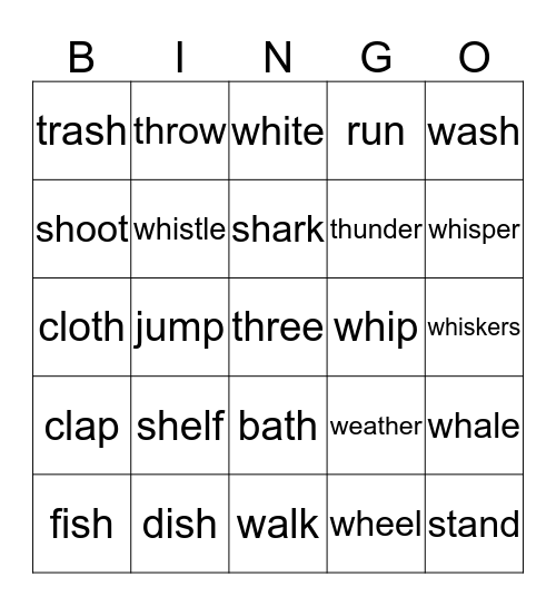 List 14 and Action Words Bingo Card