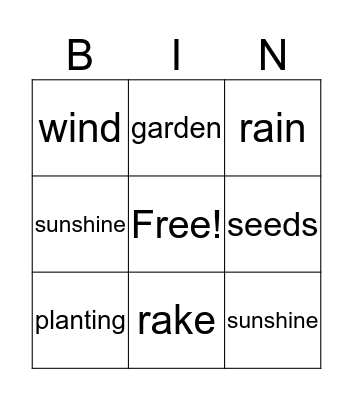 Spring Words Bingo Card