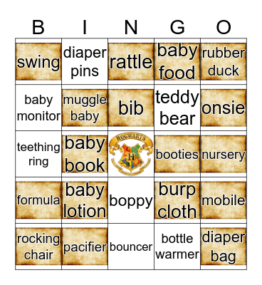 Muggle Baby Bingo Card