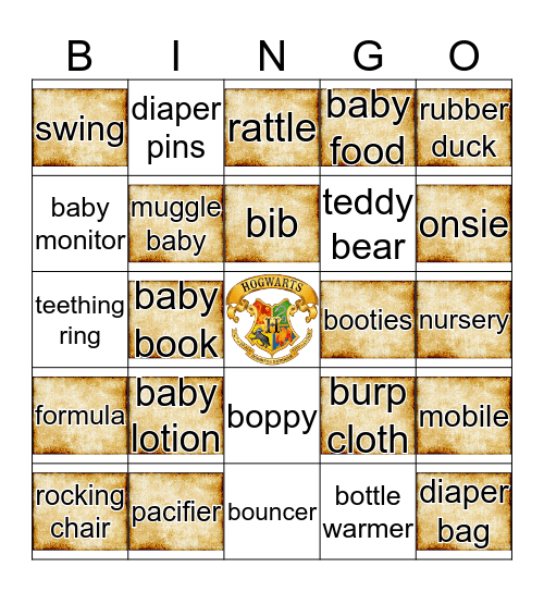 Muggle Baby Bingo Card