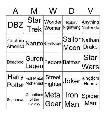 C2E2 Bingo Card