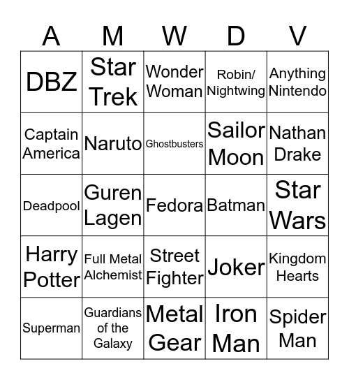 C2E2 Bingo Card