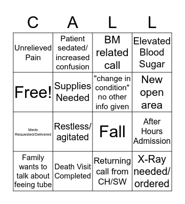 On-Call Bingo Card