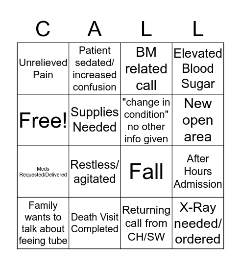 On-Call Bingo Card