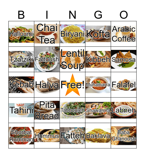 Food Bingo Card