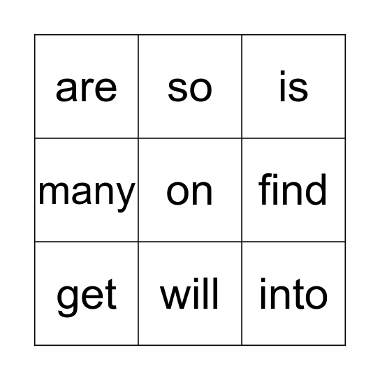 Sight Words #4 Bingo Card