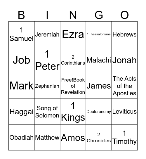 books of the Bible #2 Bingo Card