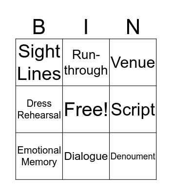 Vocabulary Review Bingo Card