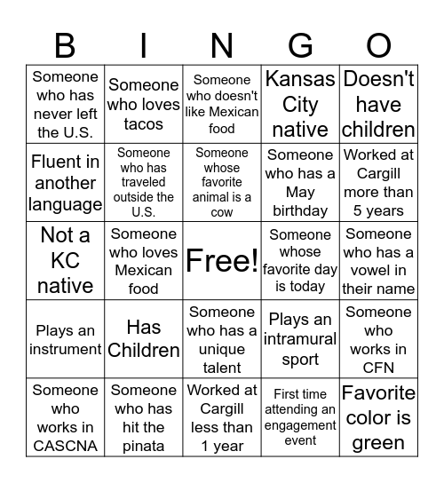 CFN/CASCNA Meet and Greet BINGO Card