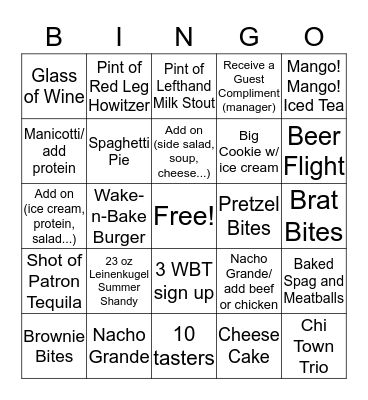 Old Chicago Bingo Blackout Bingo Card