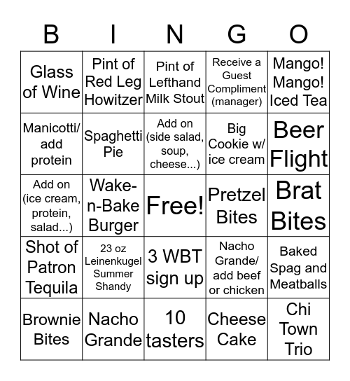 Old Chicago Bingo Blackout Bingo Card