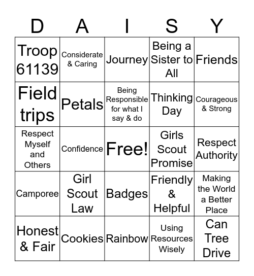 DAISY BINGO Card