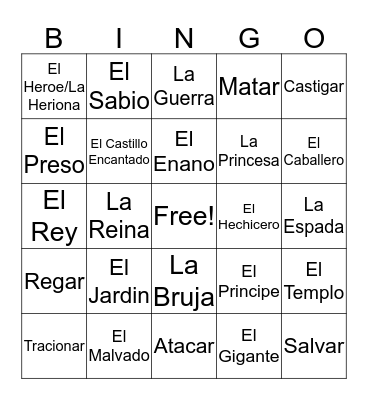Fairy Tale Bingo Card