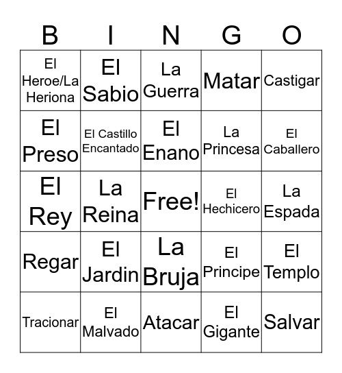 Fairy Tale Bingo Card
