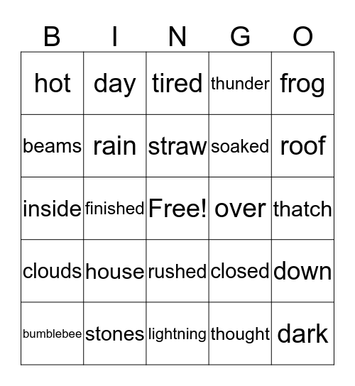 The Little Chicken's House Bingo Card