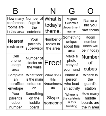 Scavenger Bingo Card