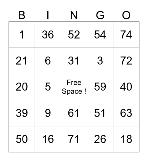 Untitled Bingo Card