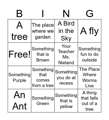 Nature Walk Bingo Card