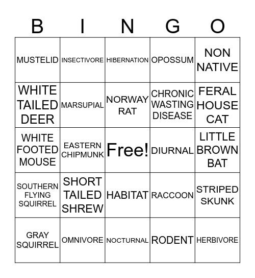 ENVIROTHON Bingo Card