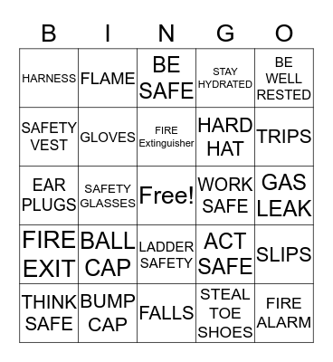 SAFETY BINGO Card