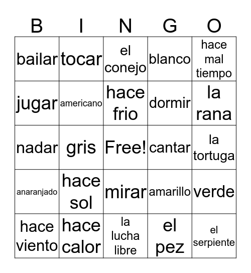 Vamos a Practicar Bingo Card