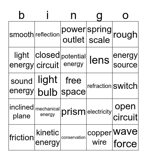 Science 3 Bingo Card