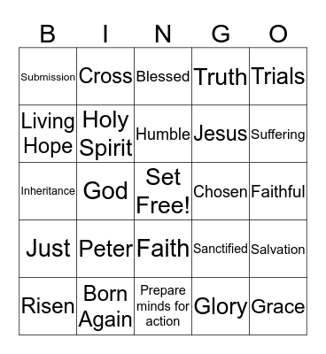 1 Peter Bingo Card