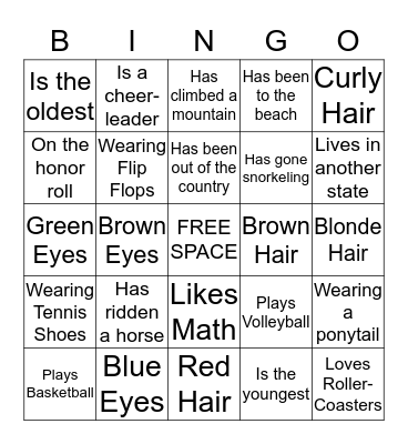 Getting to Know You Bingo Card