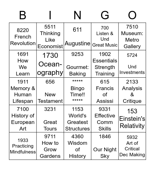 Course Upsell Bingo Card