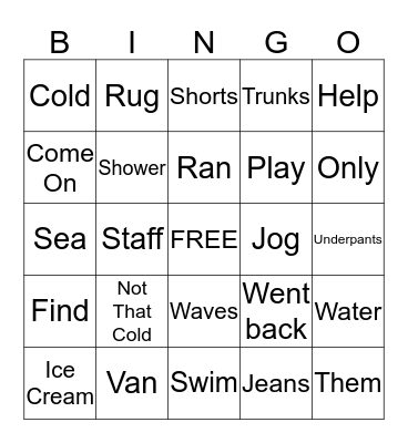 Vocab Review Bingo Card