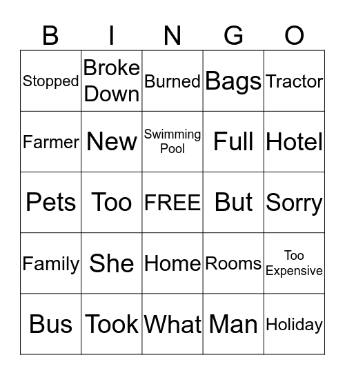 Vocab Review Bingo Card