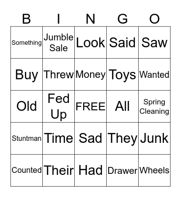 Vocab Reivew Bingo Card