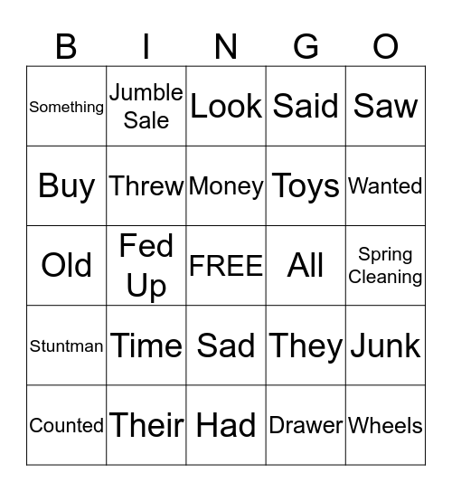 Vocab Reivew Bingo Card