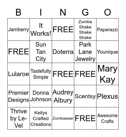 VENDOR BINGO Card