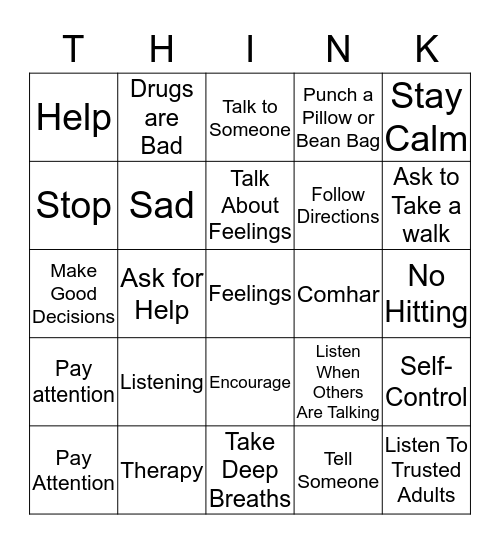 Therapy Bingo Card