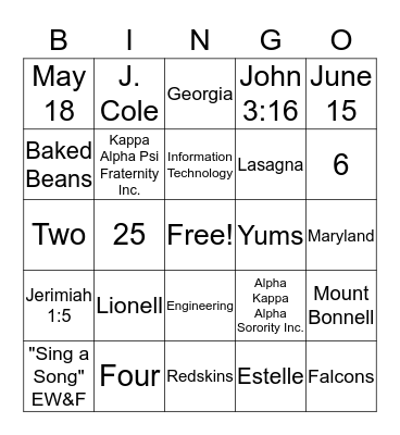 Engagement Party BINGO Card