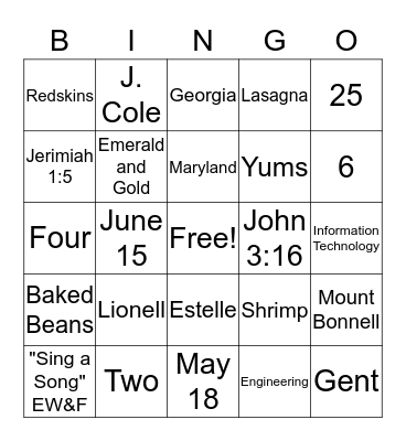 Engagement Party BINGO Card