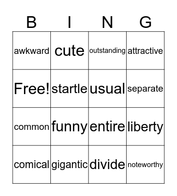 ELD 1 Bingo 1 Bingo Card