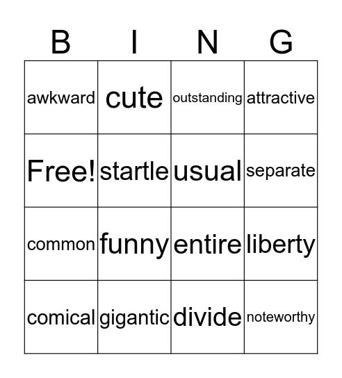 ELD 1 Bingo 1 Bingo Card
