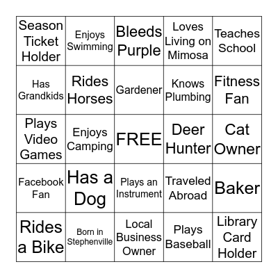 MEET YOUR MIMOSA NEIGHBORS Bingo Card