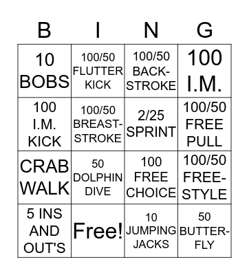 DOLPHIN SWIM BINGO Card