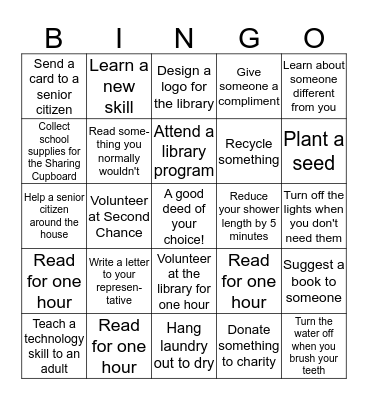 Build a Better World Bingo Card