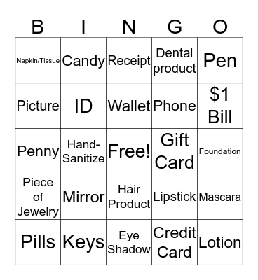 What's in Your Pocket-Book?!? Bingo Card