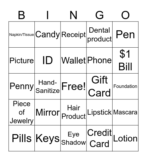 What's in Your Pocket-Book?!? Bingo Card