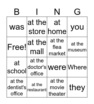 6th grade Unit 3 Words Bingo Card