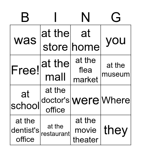 6th grade Unit 3 Words Bingo Card